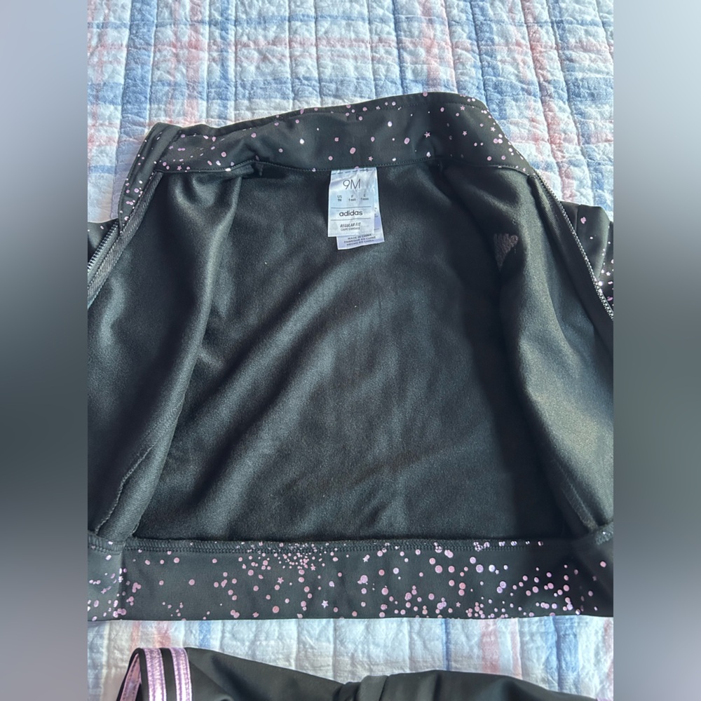 Infant/Toddler Adidas Black Tracksuit with Pink Iridescent Speckles/ Christmas - Picture 10 of 14